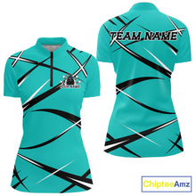 Load image into Gallery viewer, Custom Turquoise Blue Bowling Jerseys, Bowling Team TournamentWomen Quarter-Zip Shirt IPHW11411