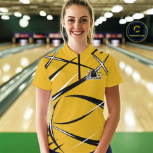 Load image into Gallery viewer, Custom Yellow Bowling Jerseys, Bowling Team Tournament Quarter-Zip Shirts For Women IPHW11412
