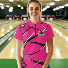 Load image into Gallery viewer, Custom Pink Bowling Jerseys, Bowling Team Tournament Quarter-Zip Shirts For Women IPHW11414
