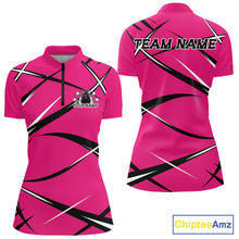 Load image into Gallery viewer, Custom Pink Bowling Jerseys, Bowling Team Tournament Quarter-Zip Shirts For Women IPHW11414