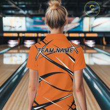 Load image into Gallery viewer, Custom Orange Bowling Jerseys, Bowling Team Tournament Quarter-Zip Shirts For Women IPHW11415
