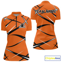 Load image into Gallery viewer, Custom Orange Bowling Jerseys, Bowling Team Tournament Quarter-Zip Shirts For Women IPHW11415