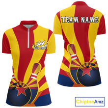 Load image into Gallery viewer, Custom Arizona State Flag Bowling Team Quarter-Zip Shirts For Women, Bowling League Shirt IPHW9266