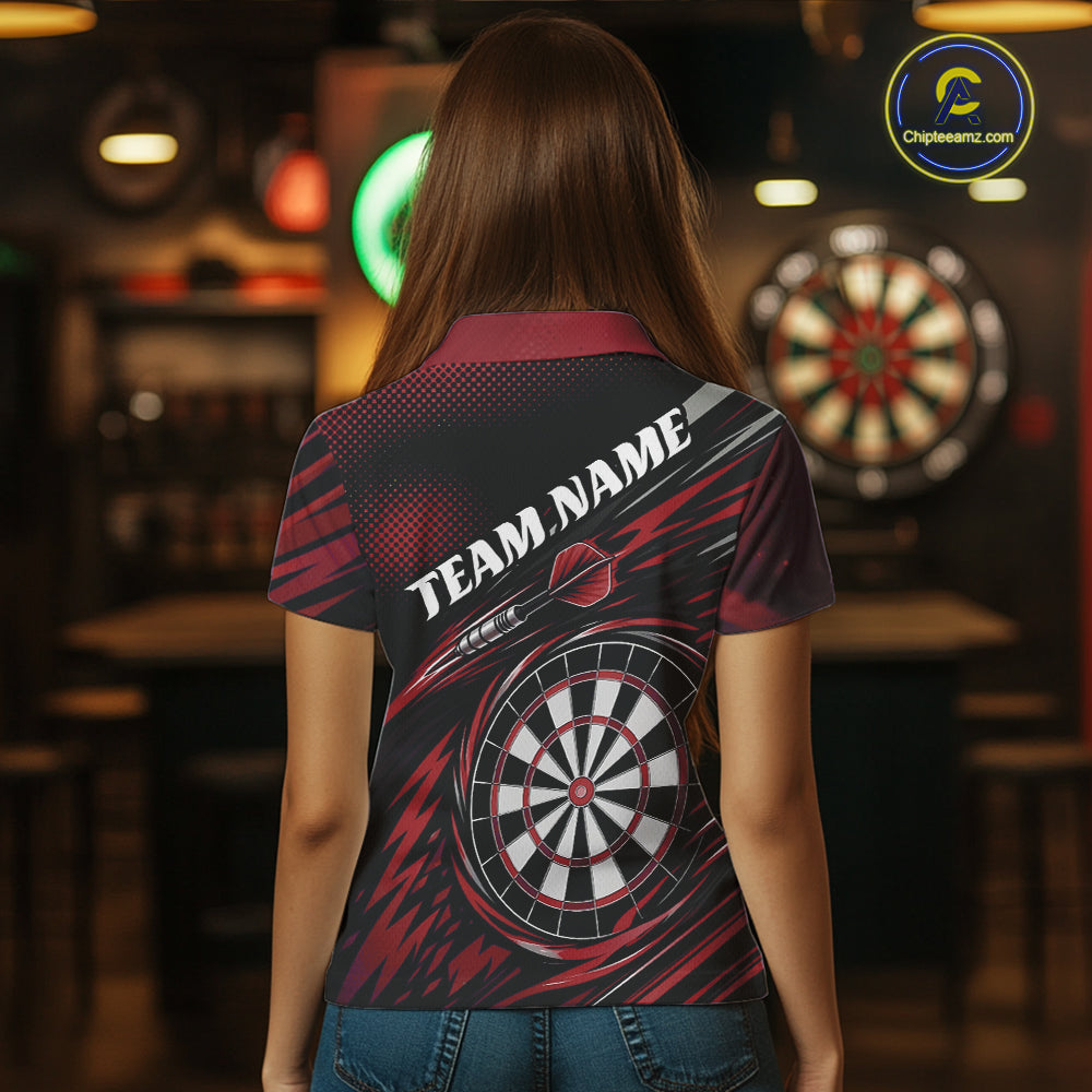 Custom Red Owl Darts Women Polo Shirts, Dart Flights Darts League Shirt IPHW11735