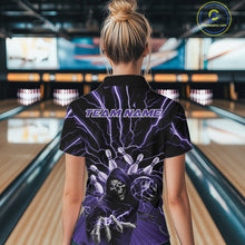 Load image into Gallery viewer, Custom Purple Lightning Grim Reaper Bowling Women Quarter-Zip Shirt, Halloween Outfit IPHW9805