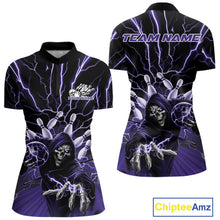 Load image into Gallery viewer, Custom Purple Lightning Grim Reaper Bowling Women Quarter-Zip Shirt, Halloween Outfit IPHW9805
