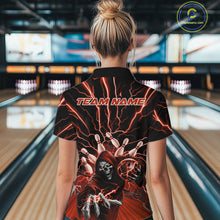 Load image into Gallery viewer, Custom Red Lightning Grim Reaper Bowling Women Quarter-Zip Shirt, Halloween Outfit IPHW9806