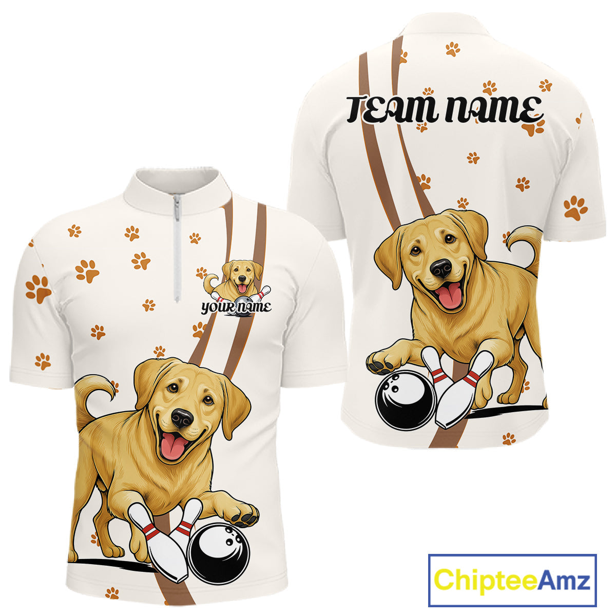 Custom Funny Labrador Retriever Dog Men Bowling Team Shirt, Dog Lovers Bowling Uniform IPHW10208