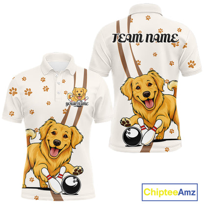 Custom Funny Golden Retriever Dog Men Bowling Team Shirt, Dog Lovers Bowling Uniform IPHW10209