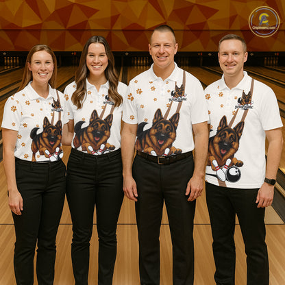 Custom Funny German Shepherd Dog Men Bowling Team Shirt, Dog Lovers Bowling Uniform IPHW10210