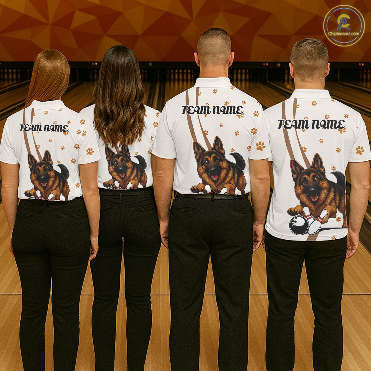 Custom Funny German Shepherd Dog Men Bowling Team Shirt, Dog Lovers Bowling Uniform IPHW10210