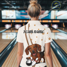 Load image into Gallery viewer, Custom Funny Dachshund Dog Women Bowling Team Shirt, Dog Lovers Bowling Uniform IPHW10213
