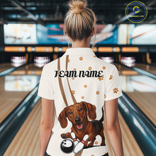 Load image into Gallery viewer, Custom Funny Dachshund Dog Women Bowling Team Shirt, Dog Lovers Bowling Uniform IPHW10213