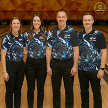 Load image into Gallery viewer, Custom Blue Lightning Dragon Bowling Men Polo Shirts, Dragon Bowling League Shirt IPHW10355