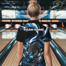Load image into Gallery viewer, Custom Blue Lightning Dragon Bowling Women Quarter-Zip Shirts, Bowling League Shirt IPHW10355