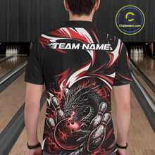 Load image into Gallery viewer, Custom Red Lightning Dragon Bowling Men Polo Shirts, Dragon Bowling League Shirt IPHW10356