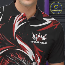 Load image into Gallery viewer, Custom Red Lightning Dragon Bowling Men Polo Shirts, Dragon Bowling League Shirt IPHW10356