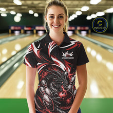 Load image into Gallery viewer, Custom Red Lightning Dragon Bowling Women Polo Shirts, Dragon Bowling League Shirt IPHW10356
