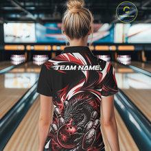 Load image into Gallery viewer, Custom Red Lightning Dragon Bowling Women Polo Shirts, Dragon Bowling League Shirt IPHW10356