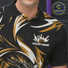 Load image into Gallery viewer, Custom Gold Lightning Dragon Bowling Men Polo Shirts, Dragon Bowling League Shirt IPHW10357