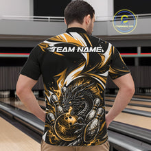Load image into Gallery viewer, Custom Gold Lightning Dragon Bowling Men Quarter-Zip Shirts, Dragon Bowling League Shirt IPHW10357