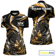 Load image into Gallery viewer, Custom Gold Lightning Dragon Bowling Women Quarter-Zip Shirts, Bowling League Shirt IPHW10357