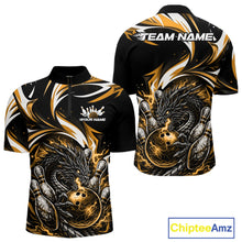 Load image into Gallery viewer, Custom Gold Lightning Dragon Bowling Men Quarter-Zip Shirts, Dragon Bowling League Shirt IPHW10357