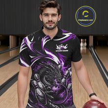 Load image into Gallery viewer, Custom Purple Lightning Dragon Bowling Men Polo Shirts, Dragon Bowling League Shirt IPHW10358
