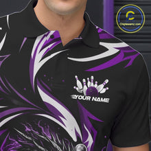 Load image into Gallery viewer, Custom Purple Lightning Dragon Bowling Men Polo Shirts, Dragon Bowling League Shirt IPHW10358