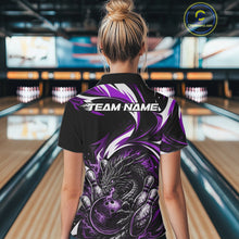 Load image into Gallery viewer, Custom Purple Lightning Dragon Bowling Women Polo Shirts, Dragon Bowling League Shirt IPHW10358