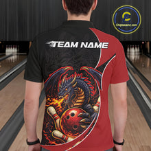 Load image into Gallery viewer, Custom Black And Red Fire Dragon Bowling Jerseys, Dragon Bowling Team Men Polo Shirt IPHW10365