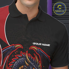 Load image into Gallery viewer, Custom Black And Red Fire Dragon Bowling Jerseys, Dragon Bowling Team Men Polo Shirt IPHW10365