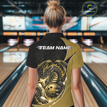 Load image into Gallery viewer, Custom Yellow Fire Dragon Bowling Jerseys, Dragon Bowling Team Women Polo Shirt IPHW10367