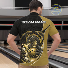 Load image into Gallery viewer, Custom Yellow Fire Dragon Bowling Jerseys, Dragon Bowling Team Men Quarter-Zip Shirt IPHW10367