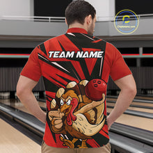 Load image into Gallery viewer, Custom Funny Turkey Bowling Shirts For Men, Red Thanksgiving Bowling Shirt Team Uniform IPHW10675