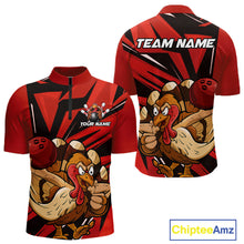 Load image into Gallery viewer, Custom Funny Turkey Bowling Shirts For Men, Red Thanksgiving Bowling Shirt Team Uniform IPHW10675