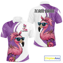 Load image into Gallery viewer, Custom Funny Purple Flamingo Bowling Men Polo Shirt, Bowling League Bowlers Outfit IPHW10682