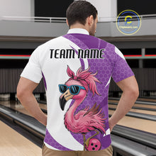 Load image into Gallery viewer, Custom Funny Purple Flamingo Bowling Men Quarter-Zip Shirt, Bowling League Bowlers Outfit IPHW10682