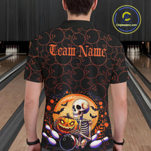Load image into Gallery viewer, Custom Funny Skeleton Bowling Polo Shirts For Men, Halloween Bowling Team Outfit IPHW9604