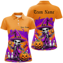 Load image into Gallery viewer, Orange And Purple Custom Funny Halloween Bowling Shirts Formen, Halloween Bowling Outfits IPHW7652