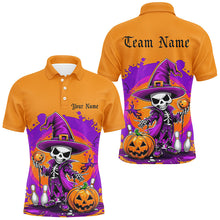 Load image into Gallery viewer, Orange And Purple Custom Funny Halloween Bowling Shirts Formen, Halloween Bowling Outfits IPHW7652