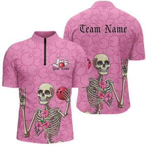 Custom Pink Halloween Bowling Shirts For Men, Funny Halloween Bowling Outfits IPHW7653