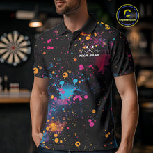 Load image into Gallery viewer, Custom Colorful Splatter Dart Team Polo Shirts For Men, Dart Team Jerseys IPHW9969