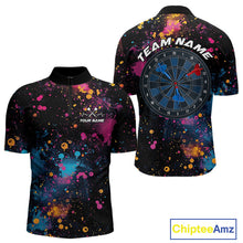 Load image into Gallery viewer, Custom Colorful Splatter Dart Team Quarter-Zip Shirts For Men, Dart Team Jerseys IPHW9969