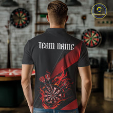 Load image into Gallery viewer, Custom Black And Red Flame Dartboard Darts Team Men Polo Shirts, Darts Jerseys IPHW10373