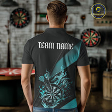 Load image into Gallery viewer, Custom Black And Blue Flame Dartboard Darts Team Men Polo Shirts, Darts Jerseys IPHW10374