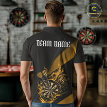 Load image into Gallery viewer, Custom Black And Yellow Flame Dartboard Darts Team Men Polo Shirts, Darts Jerseys IPHW10375