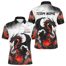 Load image into Gallery viewer, Black And Red Thunder Lightning Custom Dragon Bowling Shirts For Men, Bowling League Shirts IPHW7063