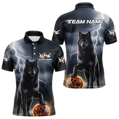 Custom Thunder Lightning Wolf Bowling Polo Shirts For Men, Wolf Bowling Jerseys IPHW8307
