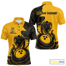 Load image into Gallery viewer, Custom Black And Yellow Cobra Snake Bowling Men Polo Shirts Team Uniform Bowling Pattern IPHW9030